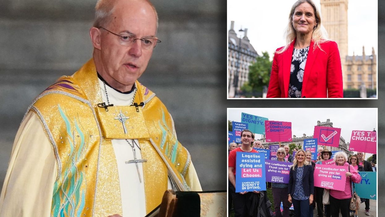 Archbishop of Canterbury, Kim Leadbeater, and assisted dying protesters