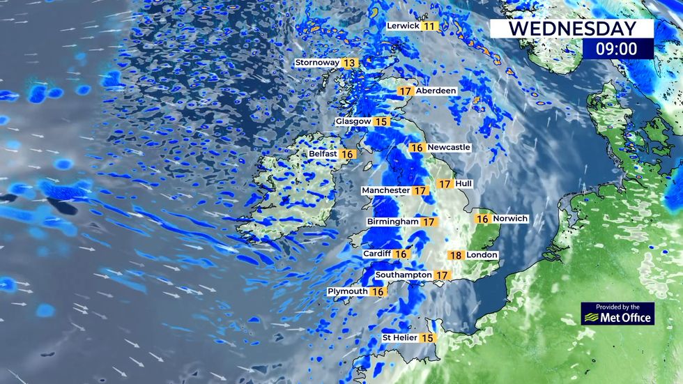 Areas of the UK are set to become more showery by the afternoon.