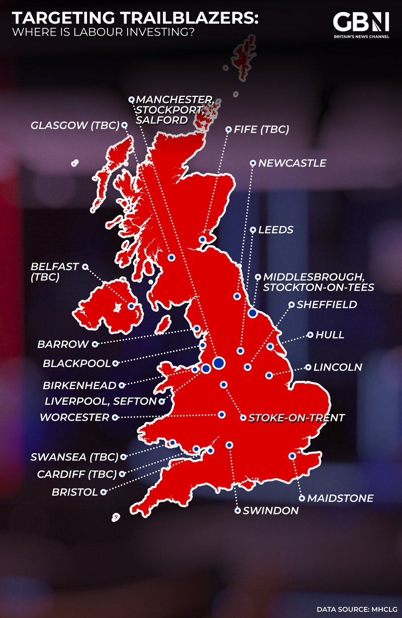 Areas receiving Government grants