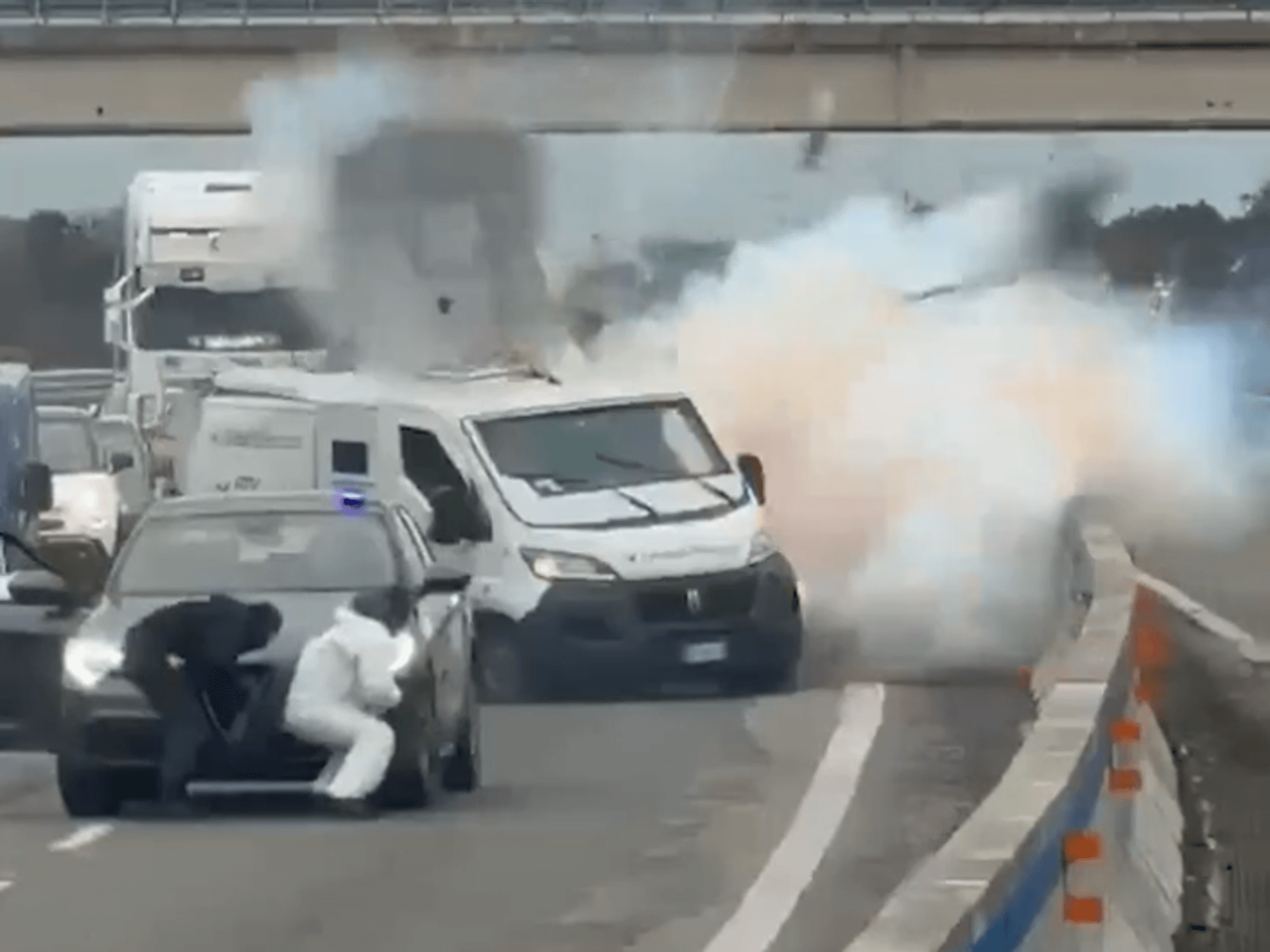 armed gang blows up van