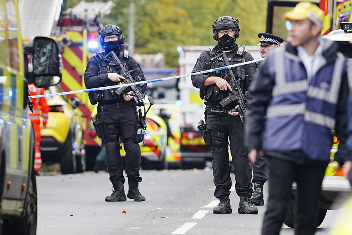 Armed police at the scene of a terror attack in Manchester on Thursday