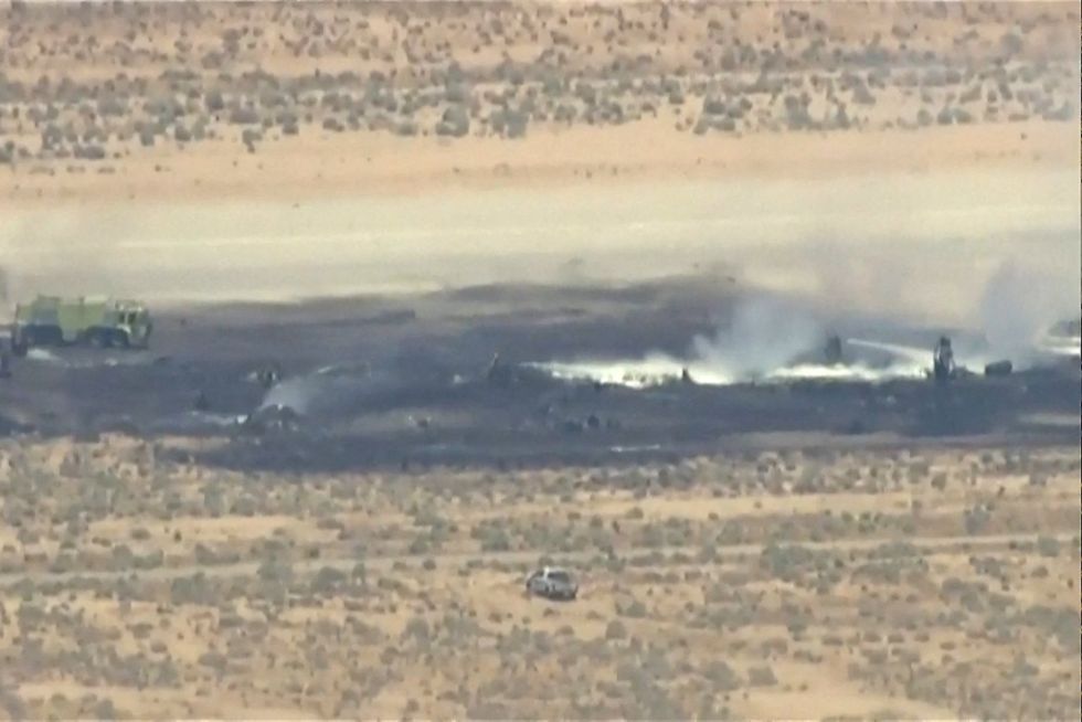 Army vehicles respond to Edwards Air Force Base B-52 bomber crash
