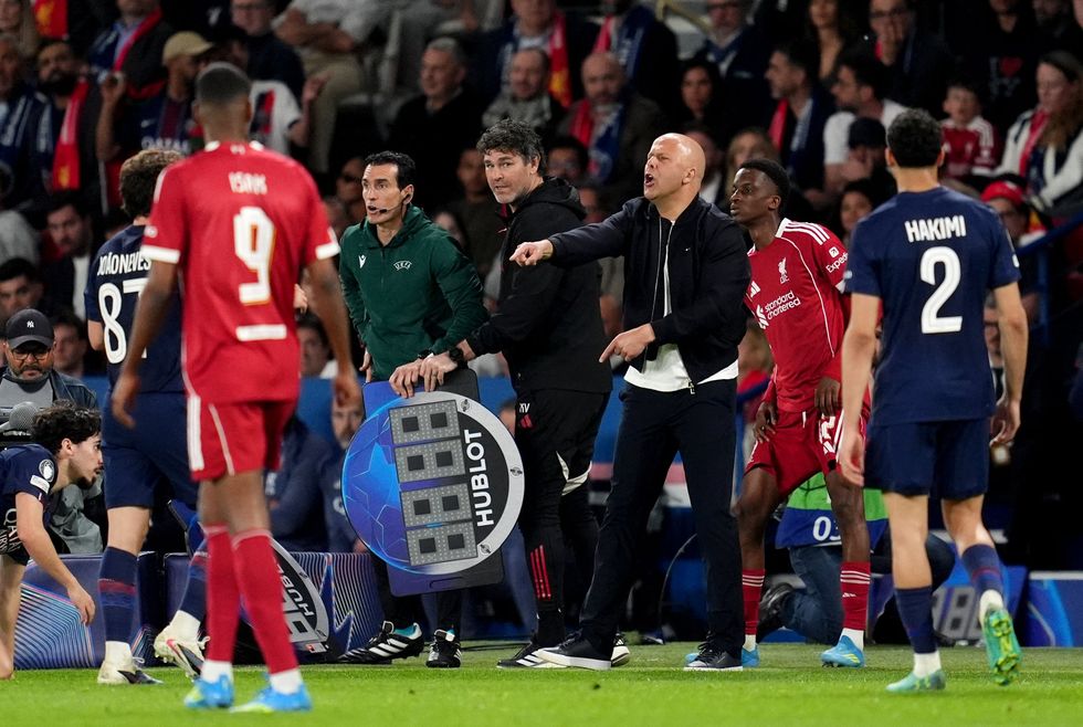 Arne Slot cut a frustrated figure as PSG beat Liverpool in the Champions League on Wednesday night
