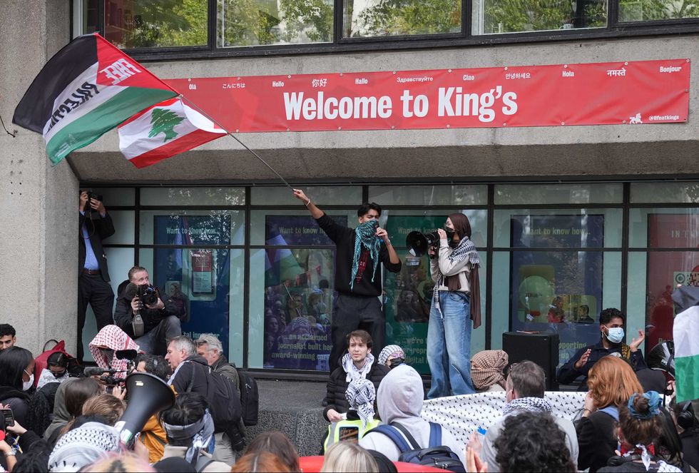 Around 500 protesters were seen at King's College London