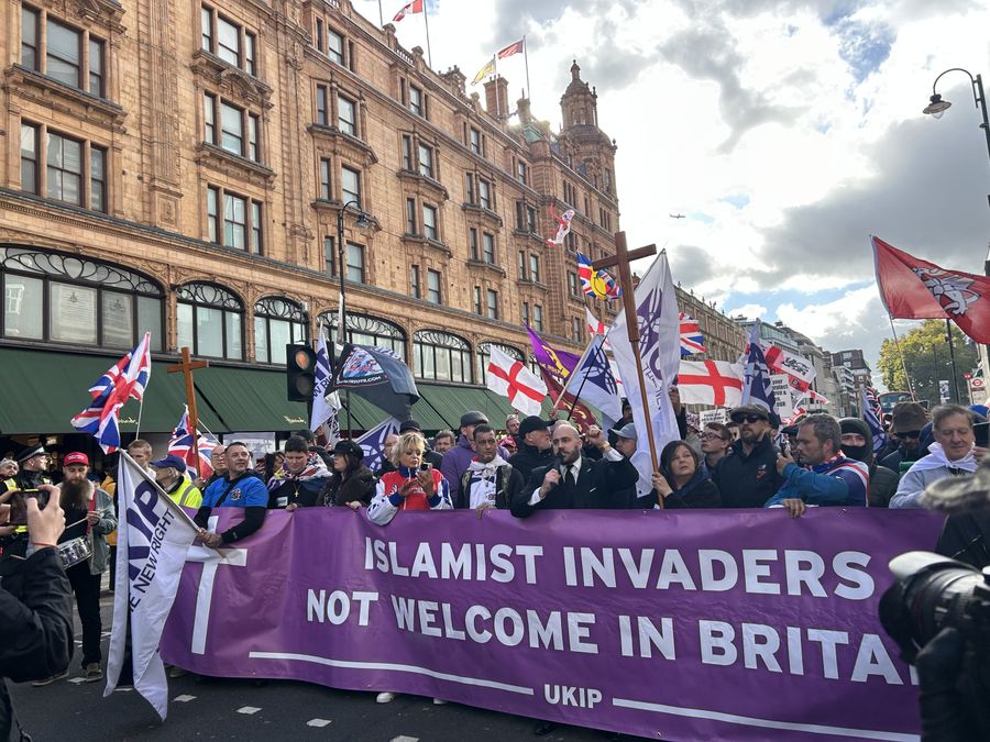 Around 75 Ukip supporters assembled in front of the London Oratory Around 75 Ukip supporters assembled in front of the London Oratory