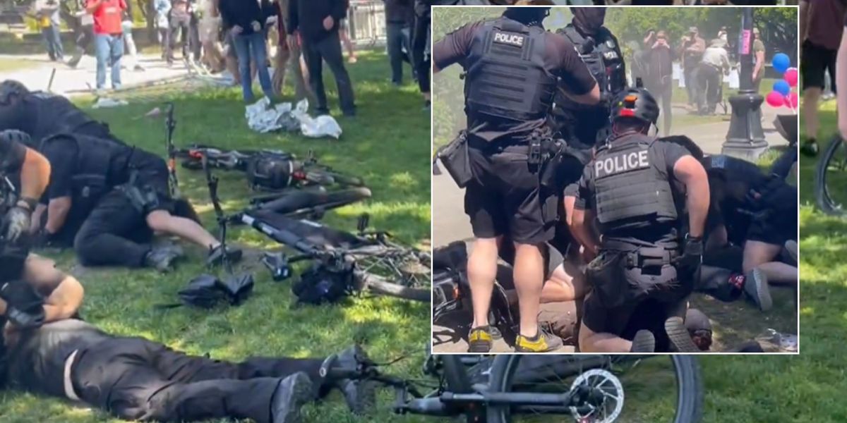 NextImg:Christian prayer rally attacked by mob of woke trans activists in violent clash