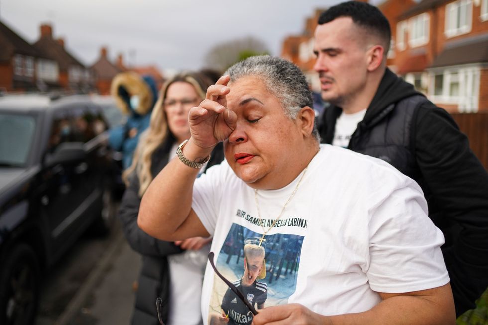 Arthur's maternal grandmother, Madeleine Halcrow, at a tribute to six-year-old Arthur Labinjo-Hughes outside Emma Tustin's former address in Solihull, West Midlands, where he was murdered by his stepmother.