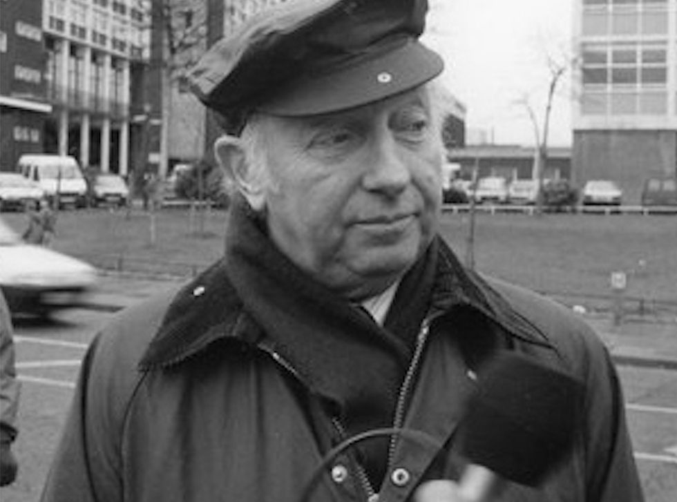 Arthur Scargill on a demonstration rally against pit closures outside University of Sunderland's Edinburgh Building