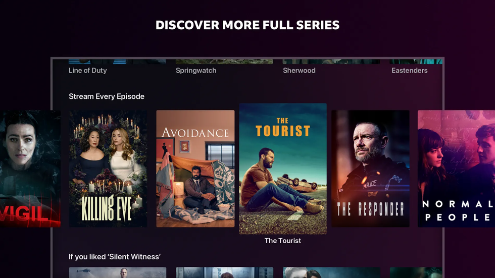 artwork for popular boxsets shown in the bbc iplayer interface in apple tv