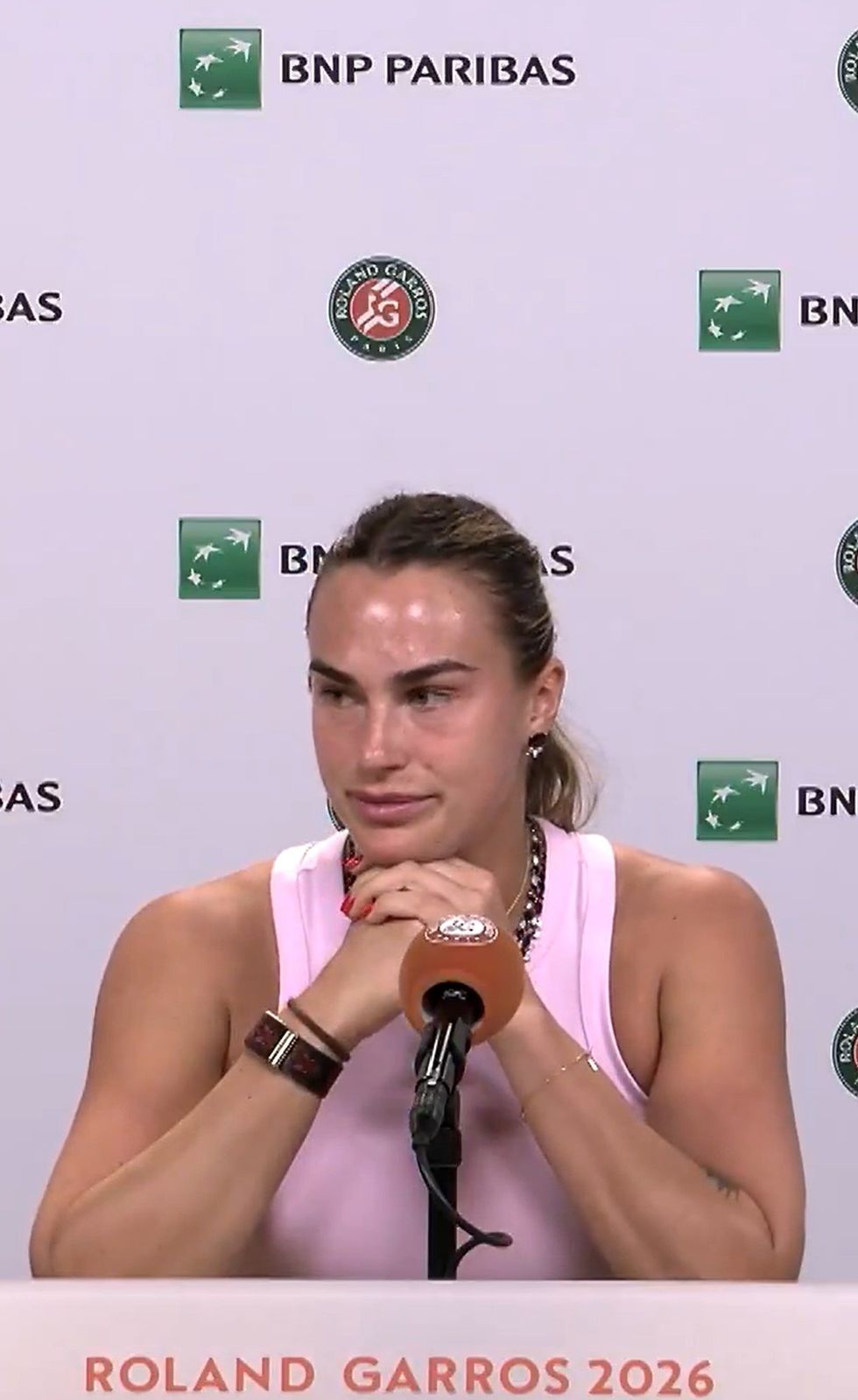 Aryna Sabalenka cut short her media obligations in protest over the French Open prize money