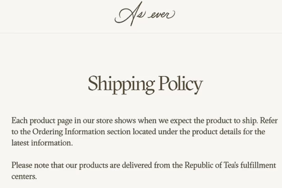 As Ever Shipping Policy