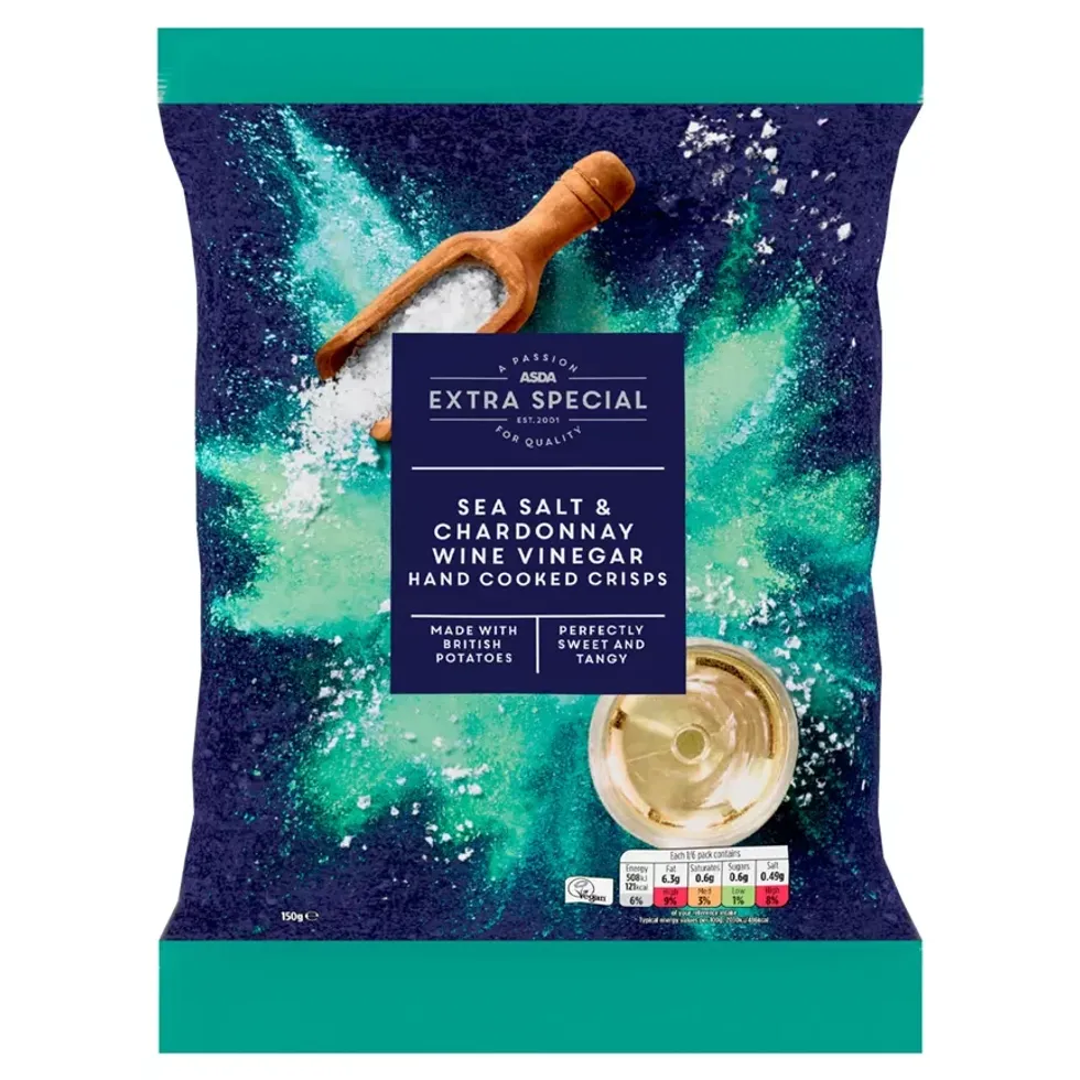 ASDA Extra Special Sea Salt & Chardonnay Wine Vinegar Hand Cooked Crisps Pack size:150g