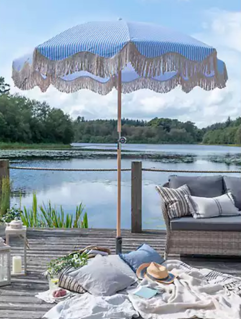 Asda parasol by lake