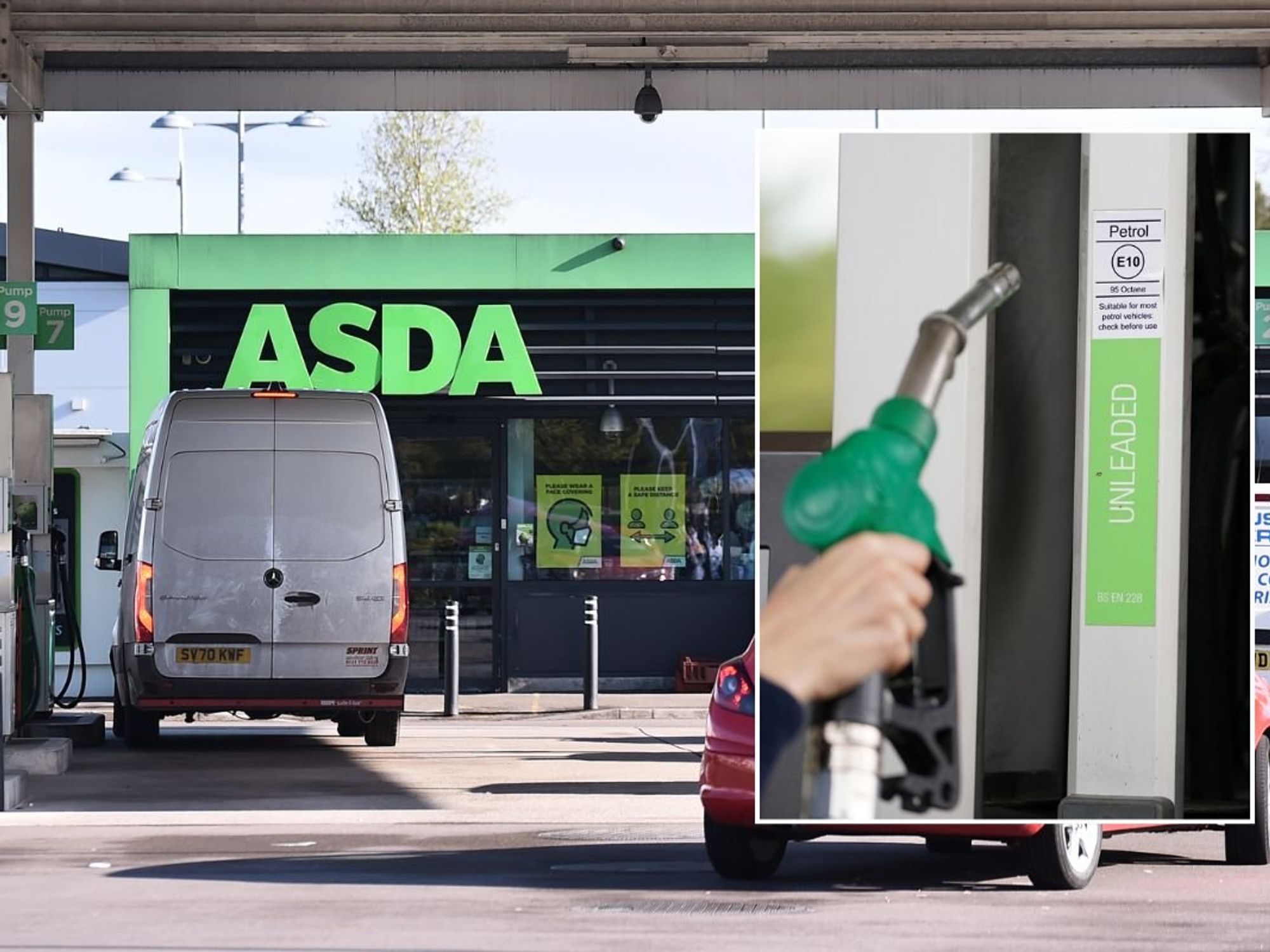 Asda petrol station and a fuel pump