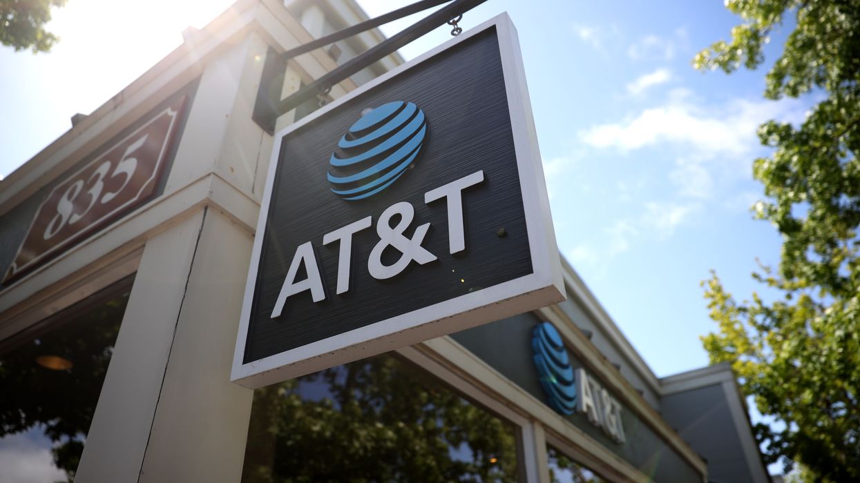 At&T sign displayed outside a store in the United States