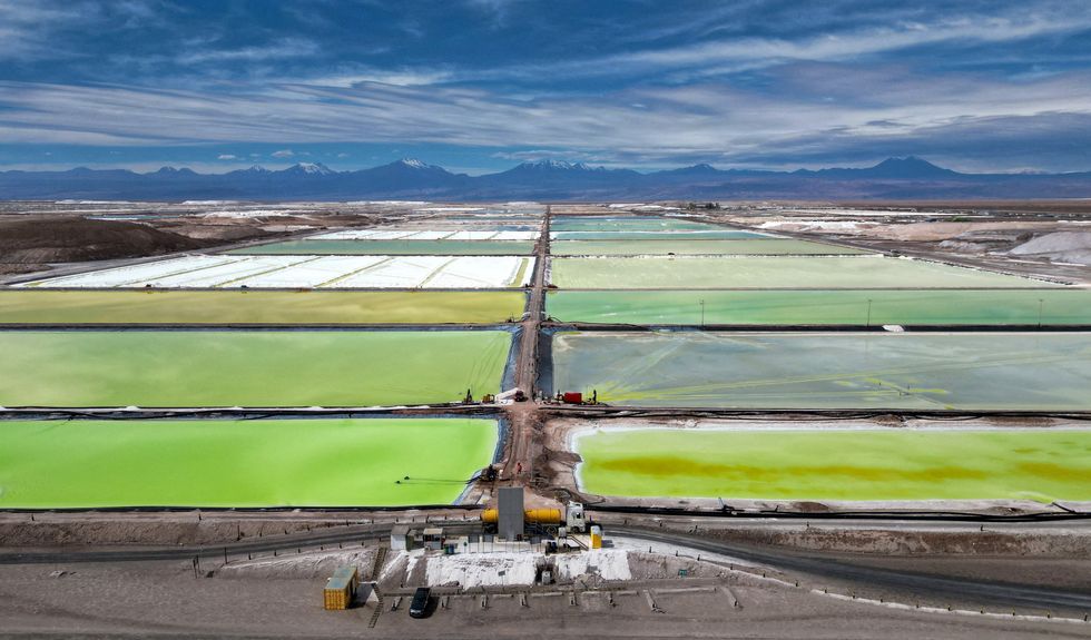 Atacama Desert salt flats, lithium deposit spots, in Chile