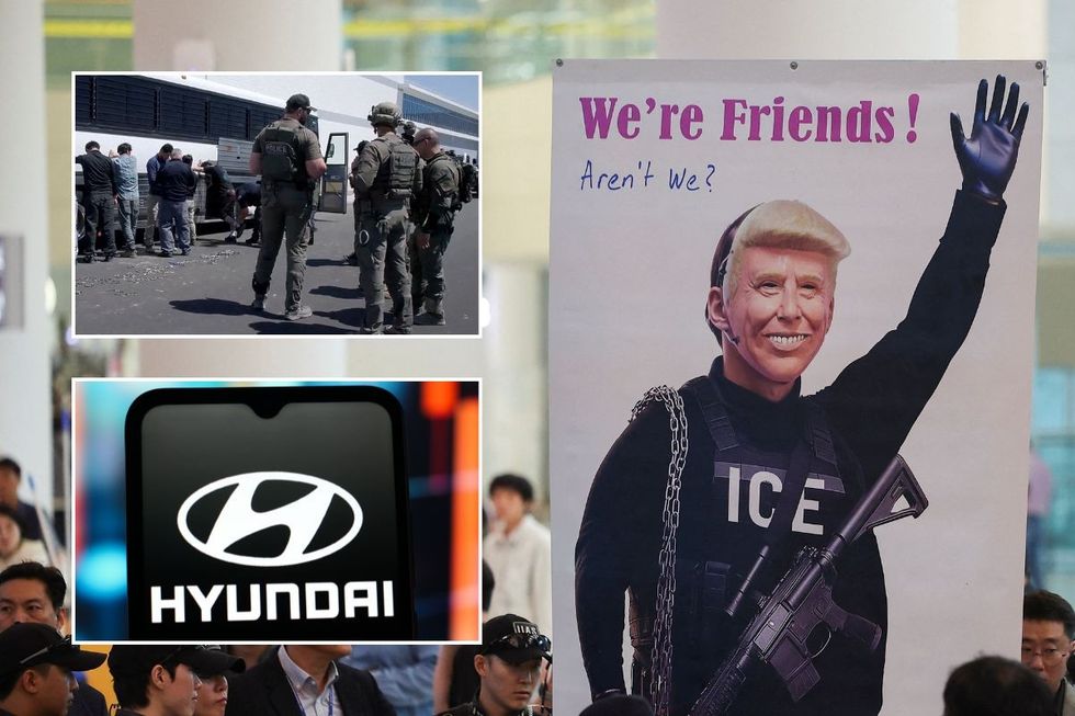 ATF raid on a Hyundai plant in Georgia, a mocking poster of Donald Trump and a Hyundai logo