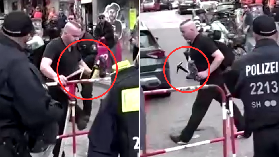Attacker with weapons circled