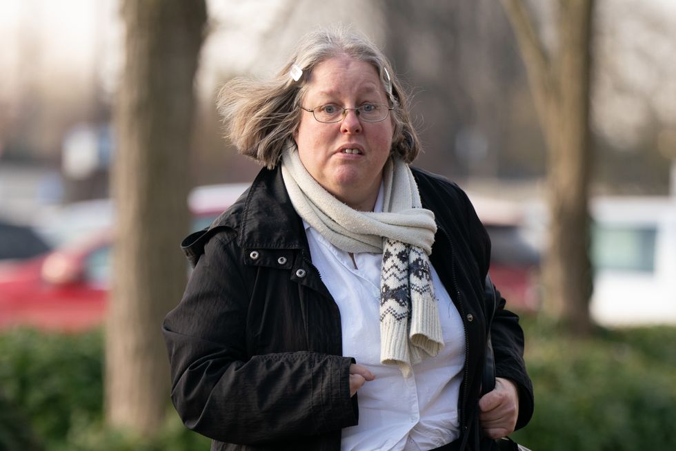Auriol Grey arriving at Peterborough Crown Court, Cambridgeshire