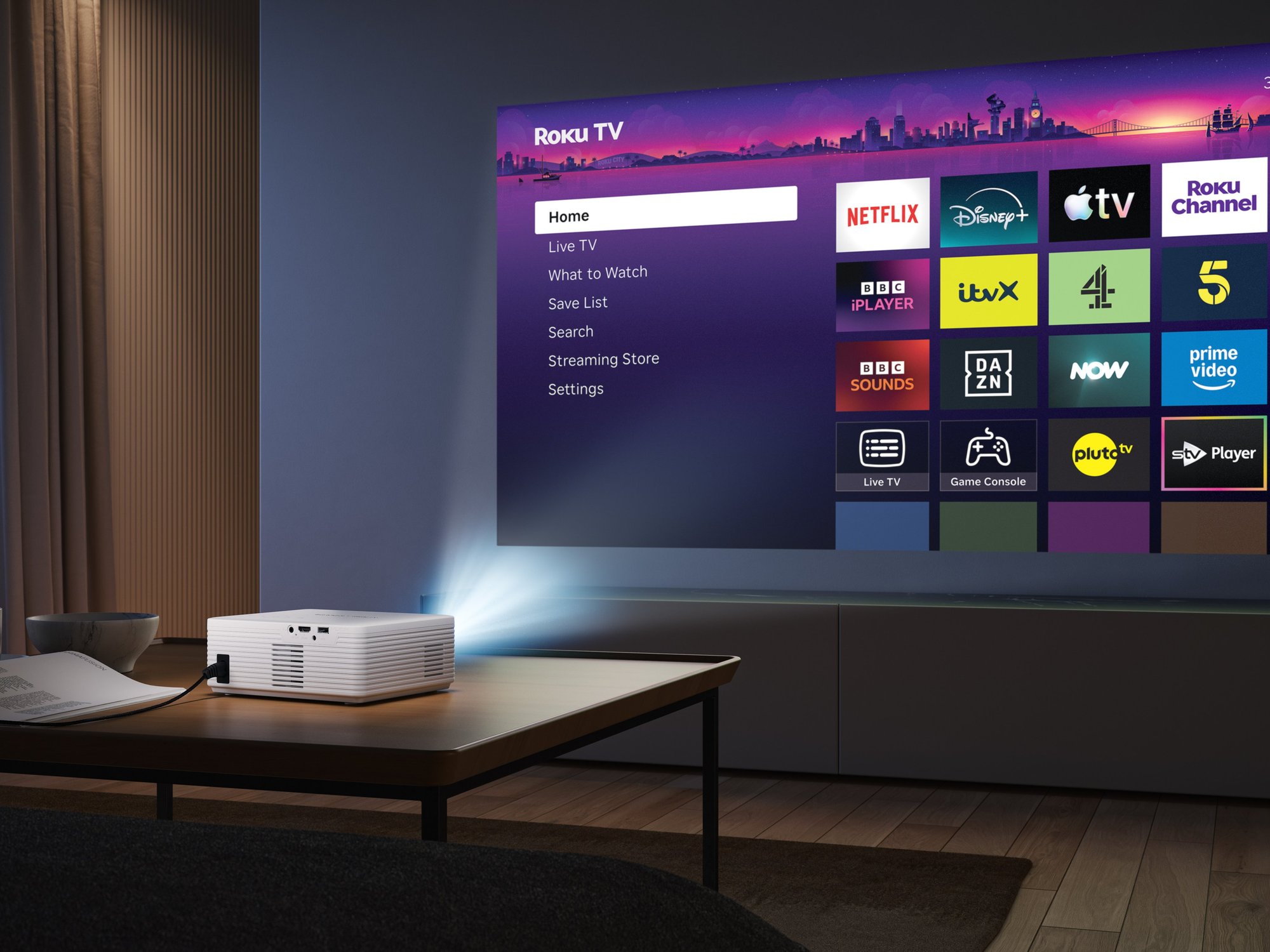 Aurzen Roku TV smart projector