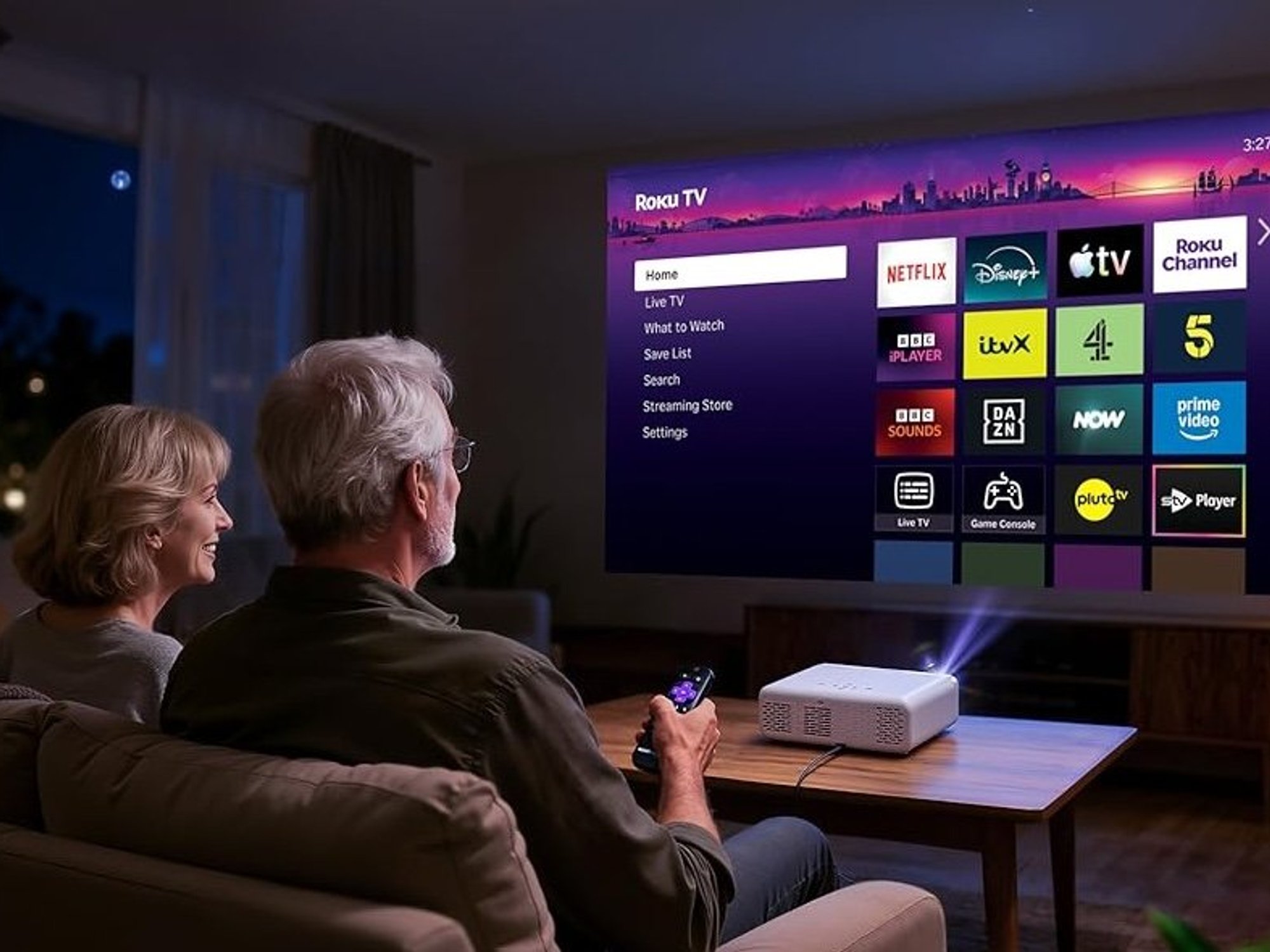 Aurzen Roku TV smart projector