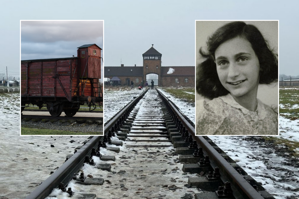 Auschwitz entrance and Anne Frank