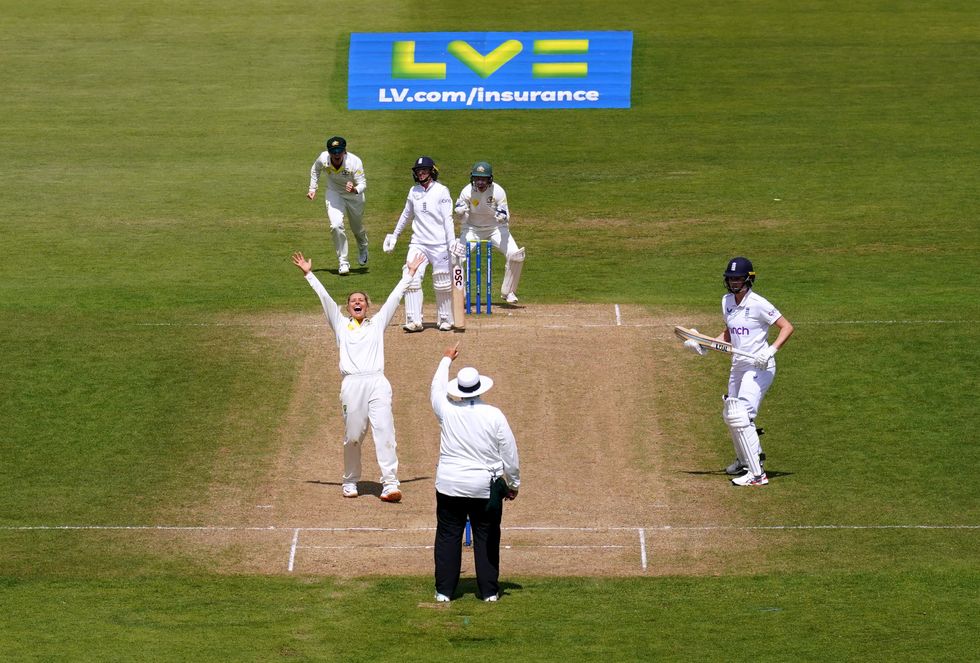 Australia's Ashleigh Gardner celebrates after taking the wicket of England's Danni Wyatt to win the first Women's Ashes test match at Trent Bridge, Nottingham