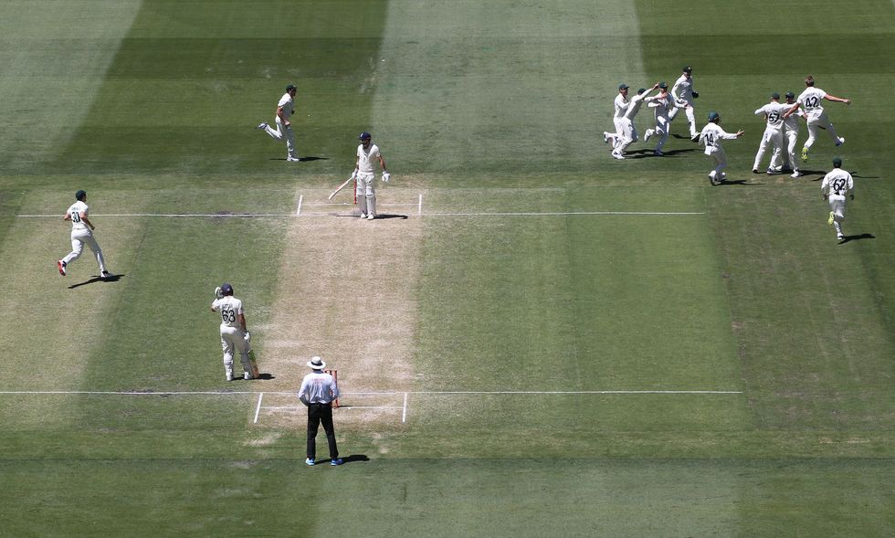 Australia's Cameron Green celebrates the wicket of England's James Anderson to claim The Ashes.