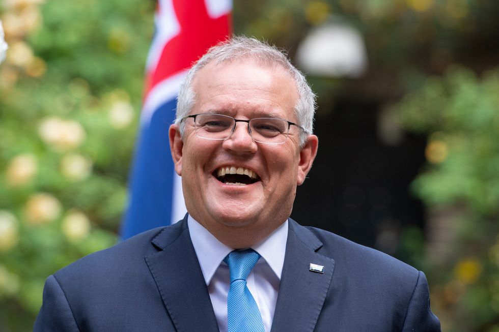 Australian Prime Minister Scott Morrison in the garden of 10 Downing Street
