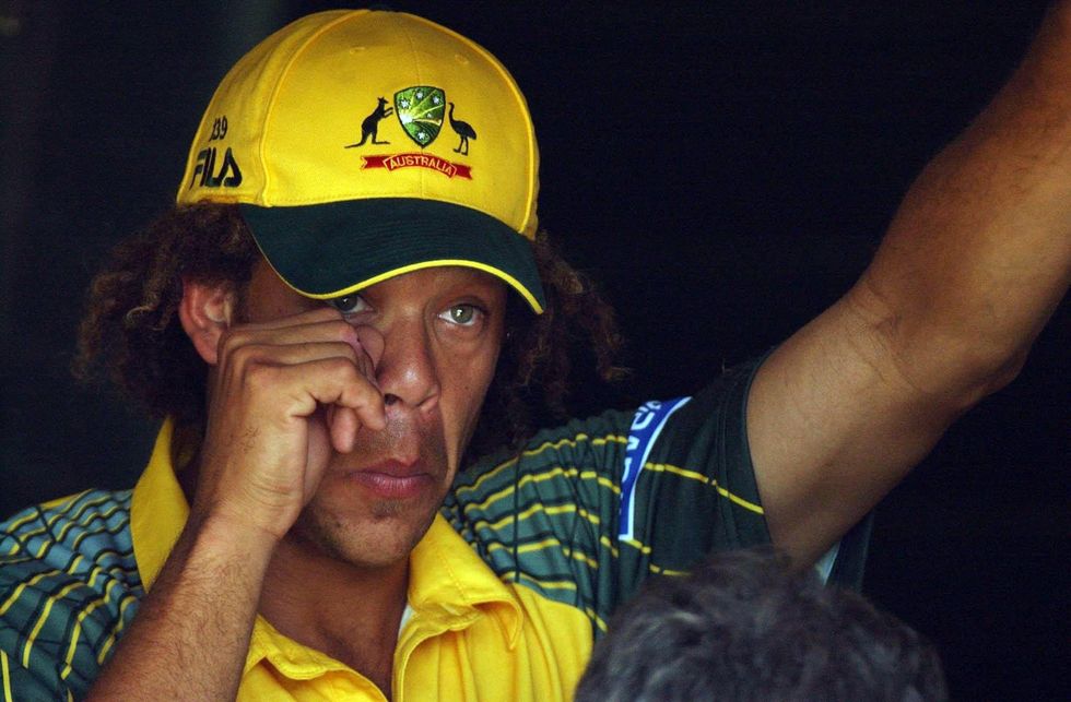 Australia's Andrew Symonds looks out from the Pavillion against Bangladesh
