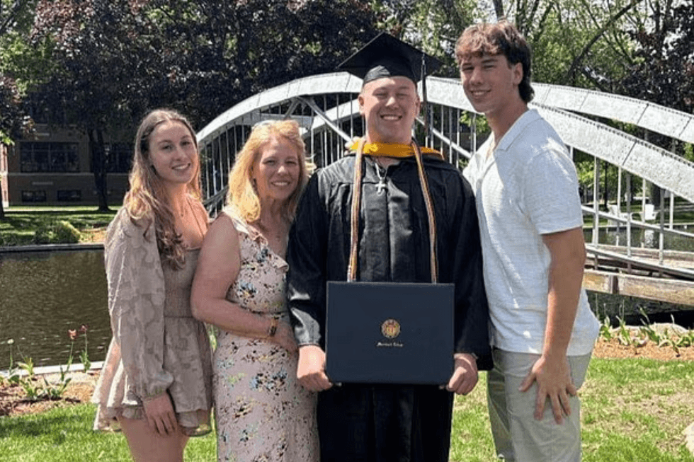 Ava, Rhonda, Aidan and Colin Dorgan after Aidan's graduation