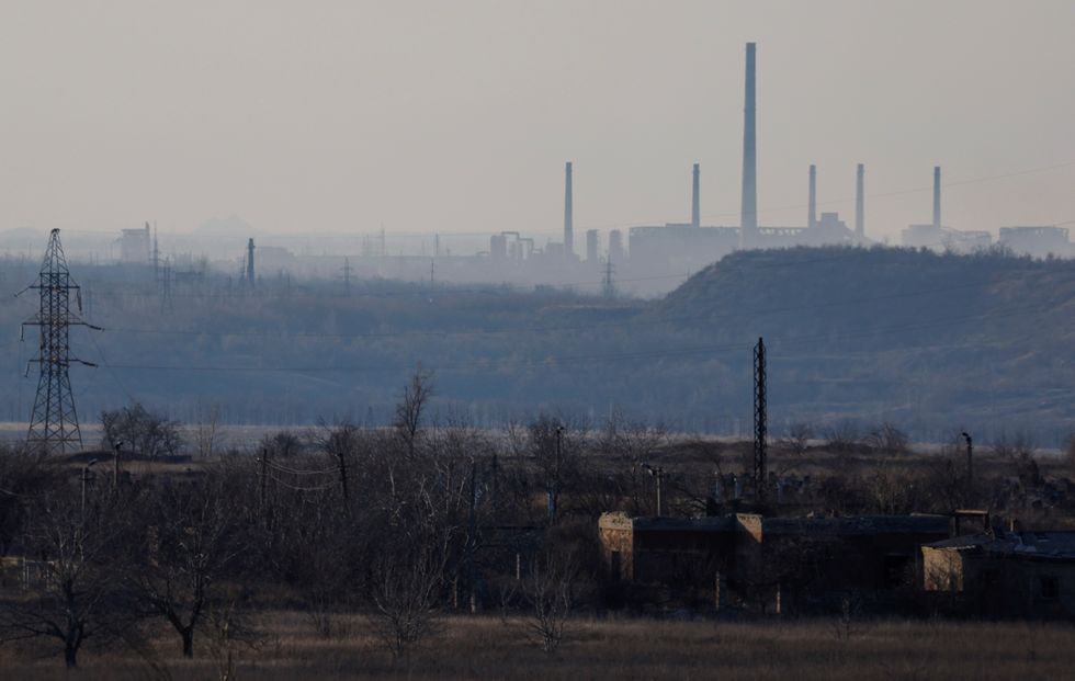 Avdiivka Coke and Chemical Plant in the town of Avdiivka