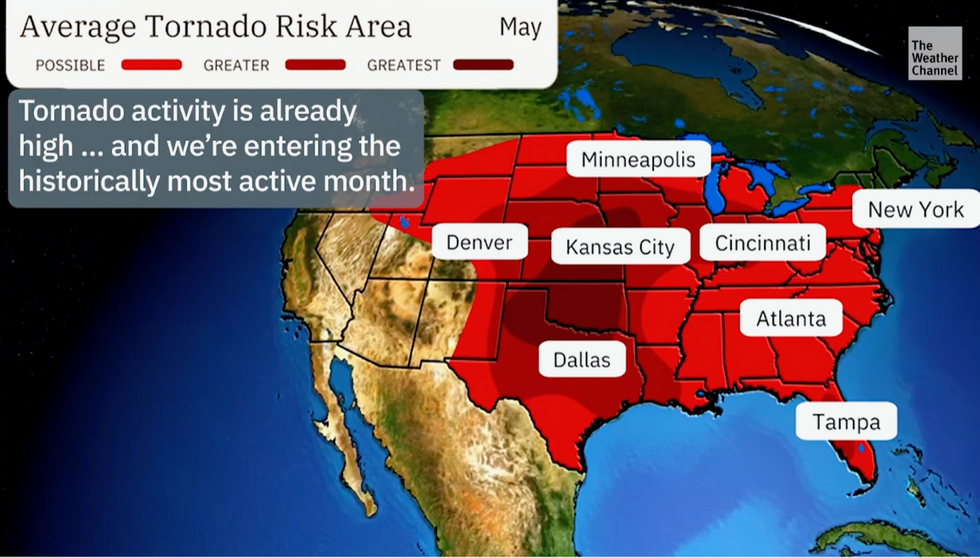 Average tornado risk area