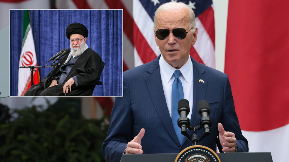 Ayatollah Ali Khamenei/President Joe Biden delivers remarks during a joint press conference with Japanese Prime Minister Fumio Kishida in the Rose Garden at the White House