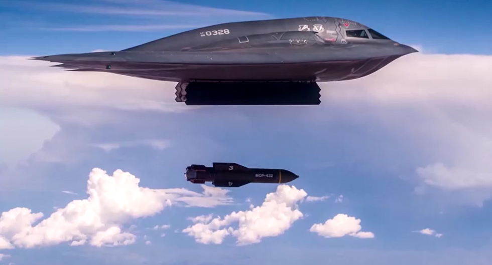 B-2 warplane dropping 'bunker buster' bombs