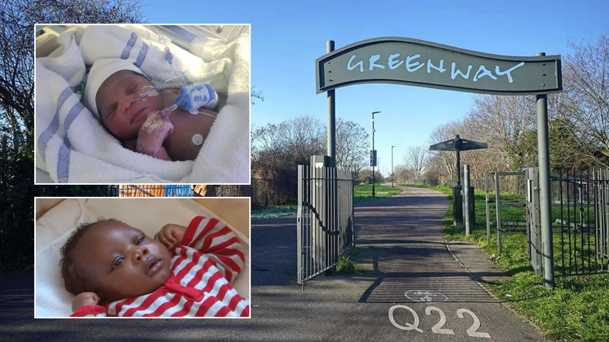 Babies Harry and Roman/Greenway sign