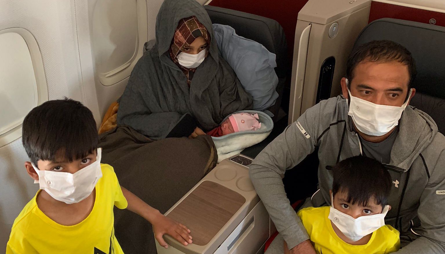 Baby Havva who was born on an evacuation flight destined for Birmingham with her parents and siblings.