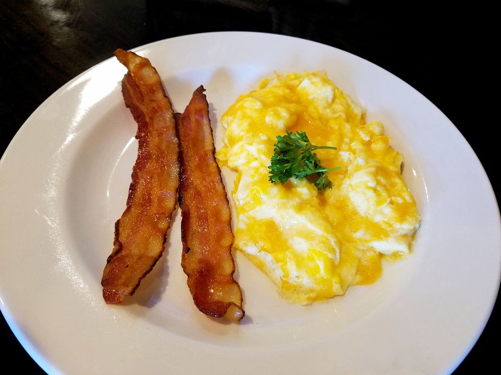 Bacon and scrambled eggs