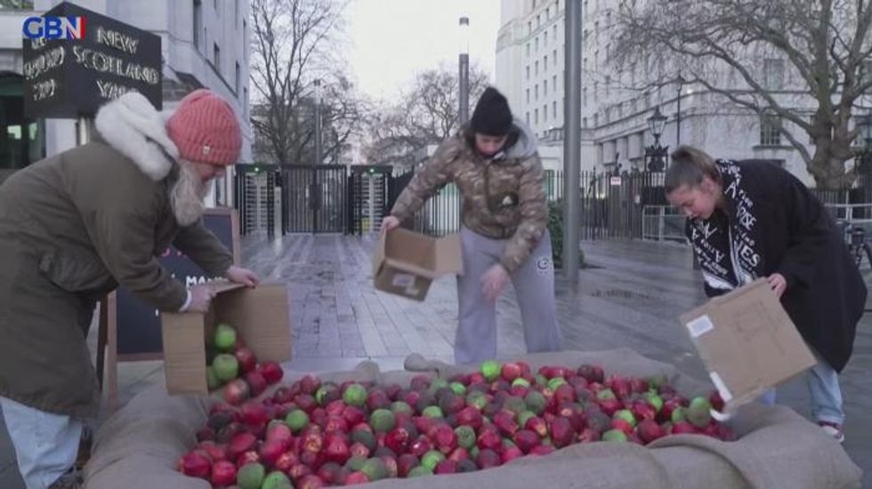 WATCH: Protesters dump 1,071 'bad apples' outside Met Police HQ in demonstration
