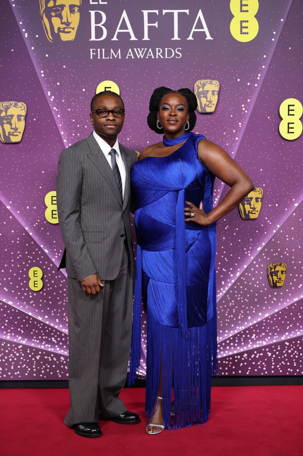 Baftas 2026 red carpet: Wunmi Mosaku and Miles Caton of Sinners