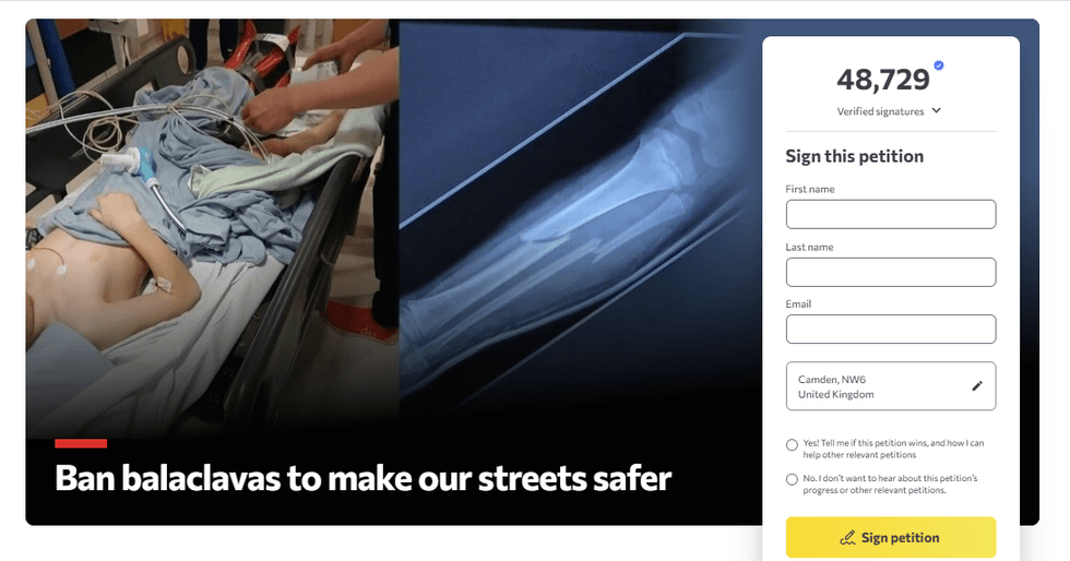 Balaclava ban petition