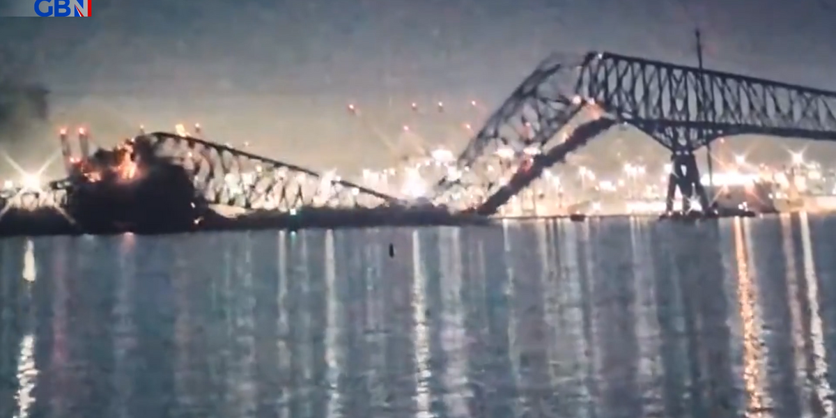 NextImg:WATCH: Baltimore bridge COLLAPSES into river after being struck by ship