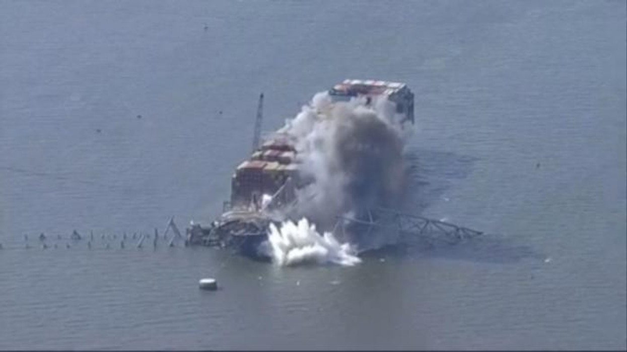 WATCH: Baltimore bridge explodes as army carries out controlled demolition
