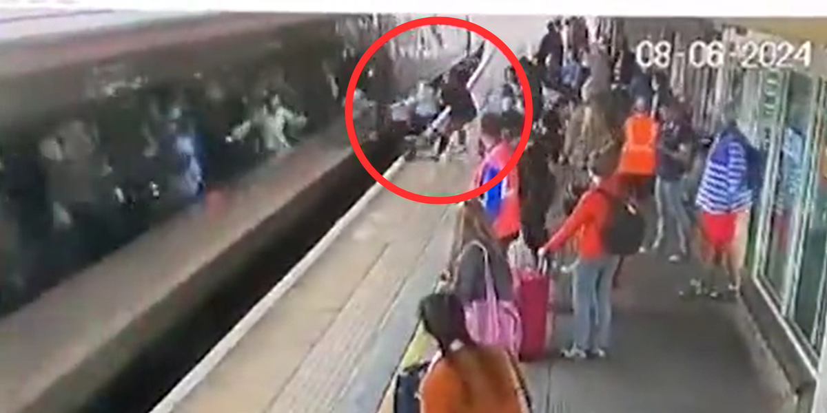 NextImg:Pram carrying three-month-old baby flipped upside down after being hit by train as mum and grandmother helplessly watch on in horror