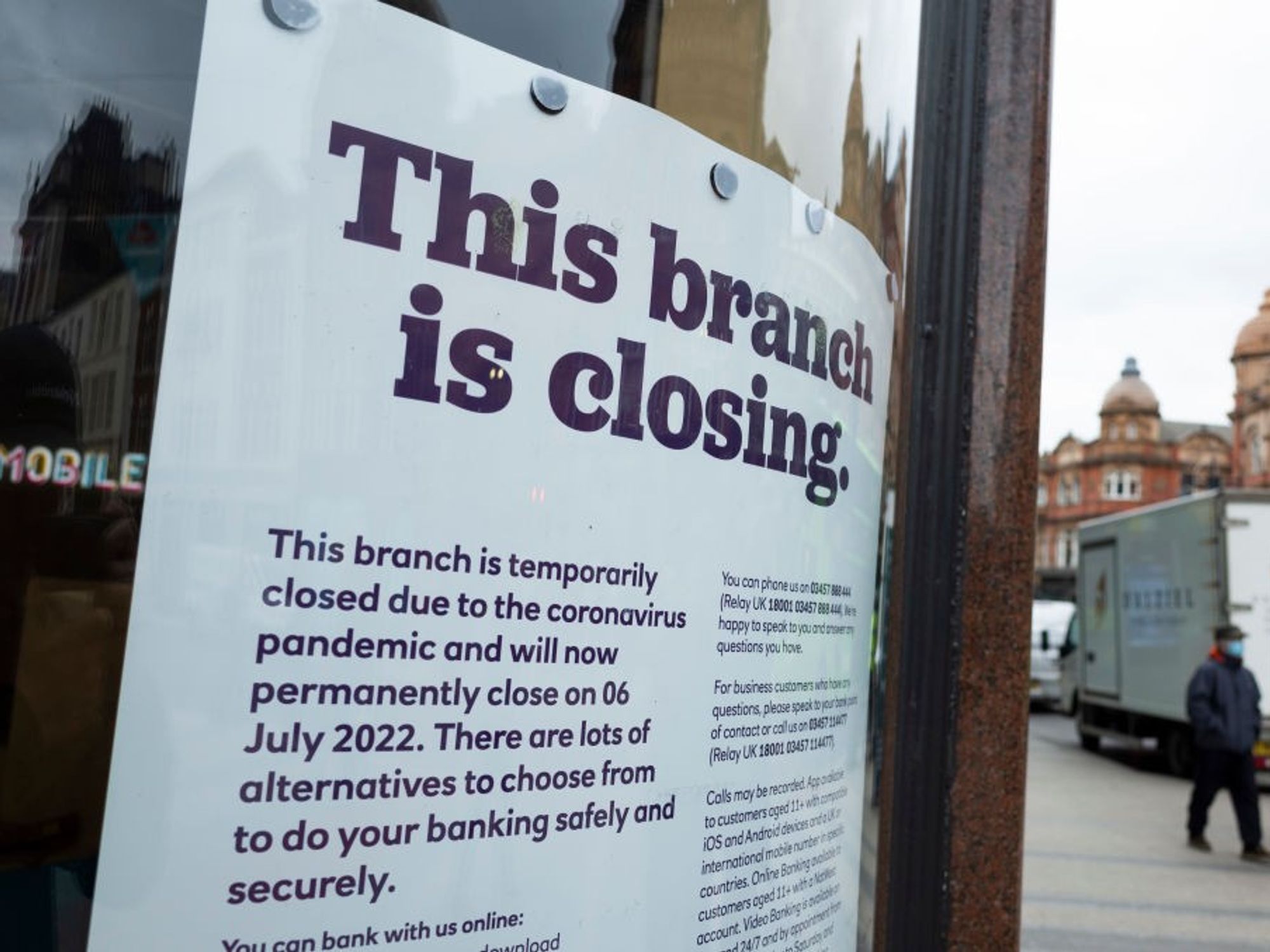 Bank branch closure sign at NatWest