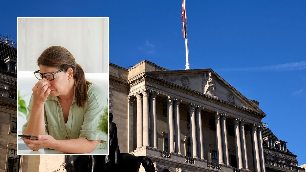 Bank of England and annoyed woman