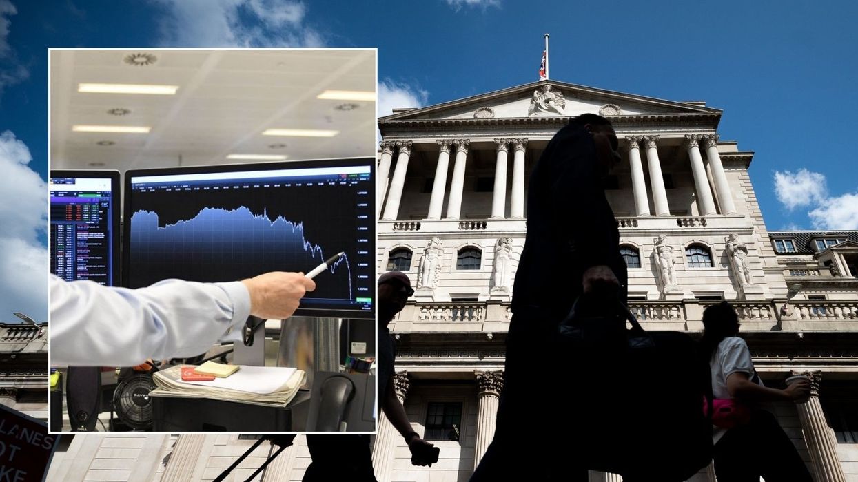 Bank of England and graph pointing down