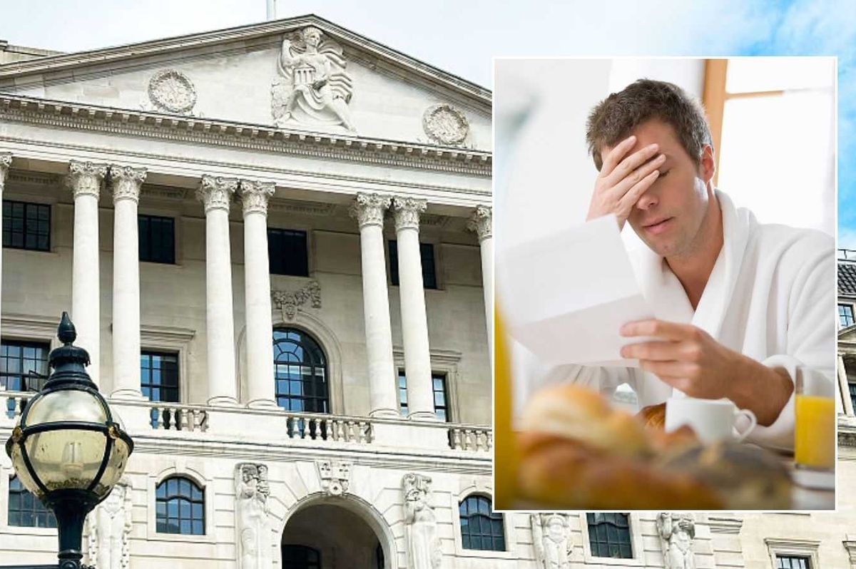 Bank of England and man looking at letter