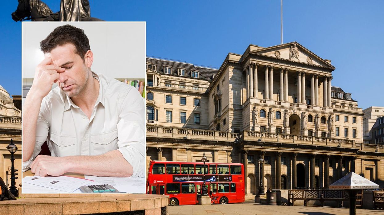 Bank of England and man looking worried
