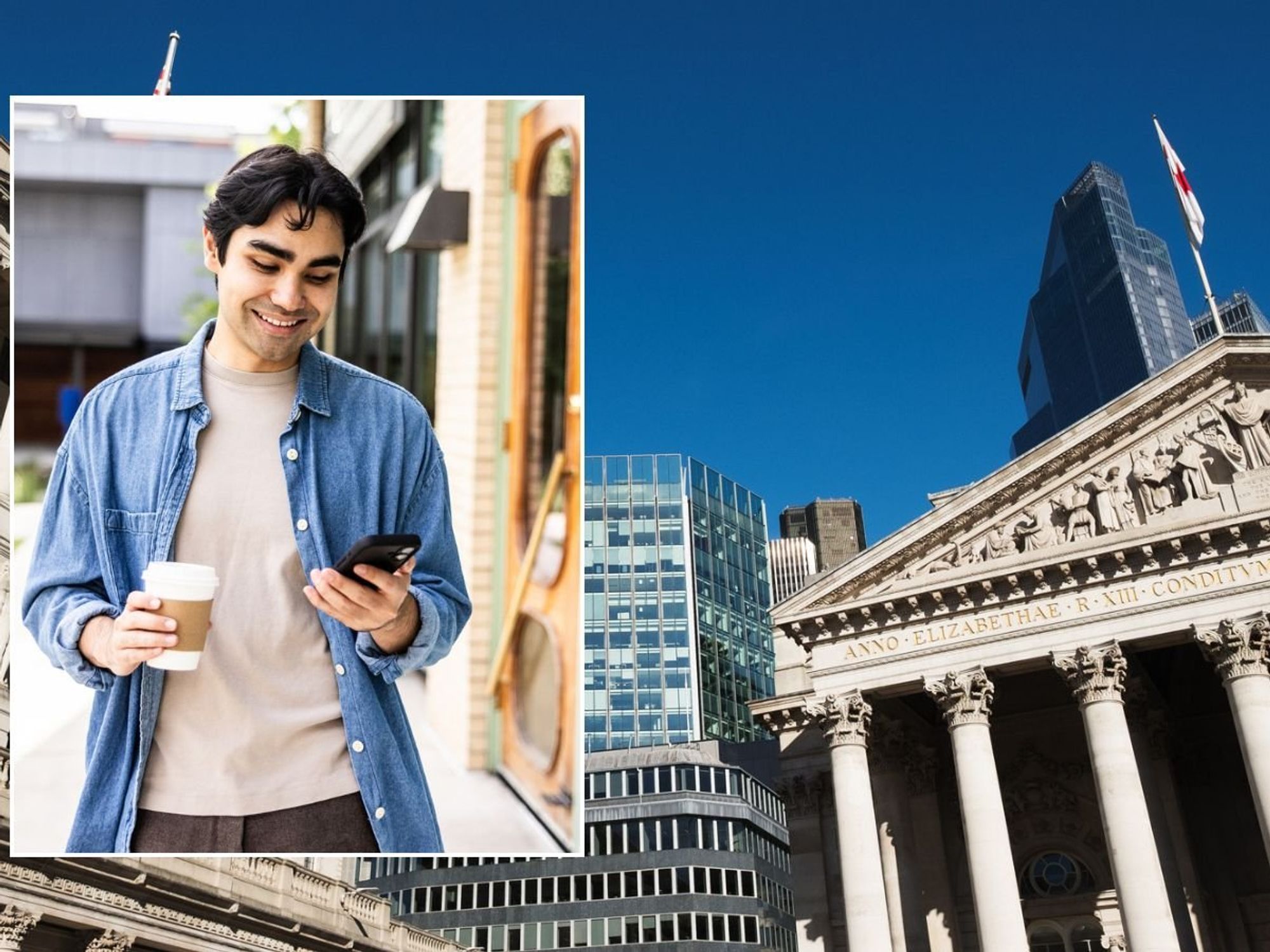 Bank of England and man on phone